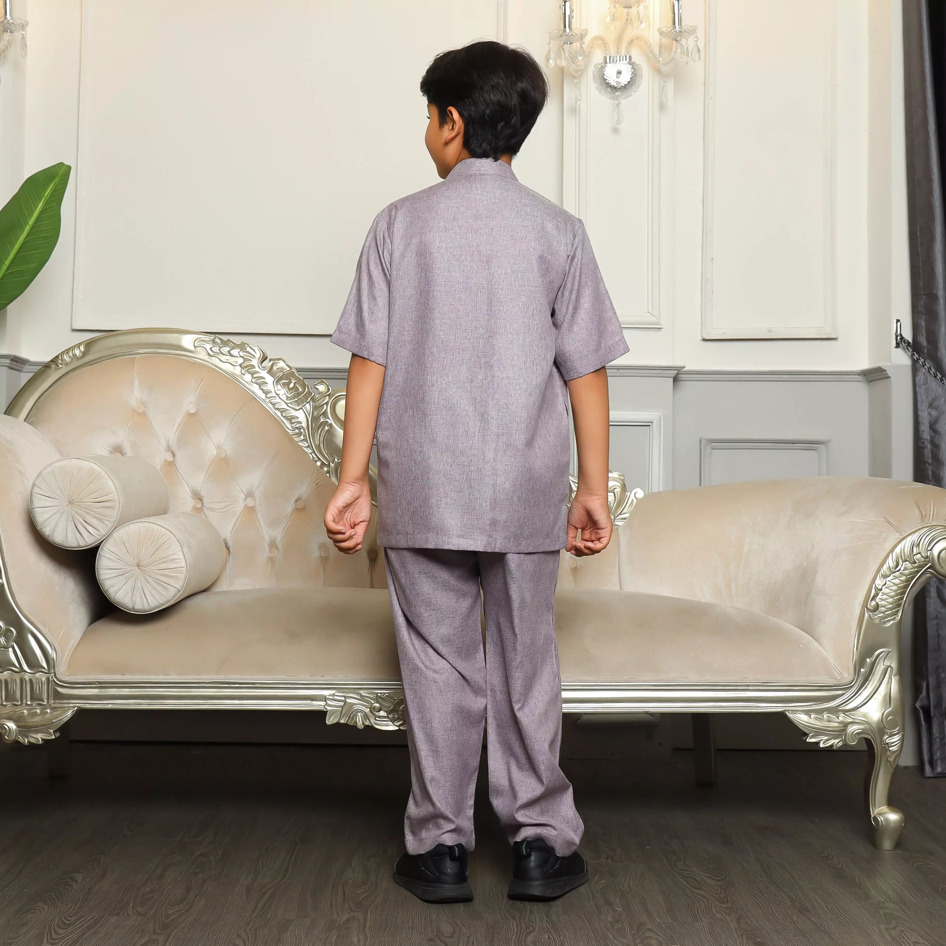 Baju Koko Anak Sarimbit KKA 39 Lilac Lengan Pendek