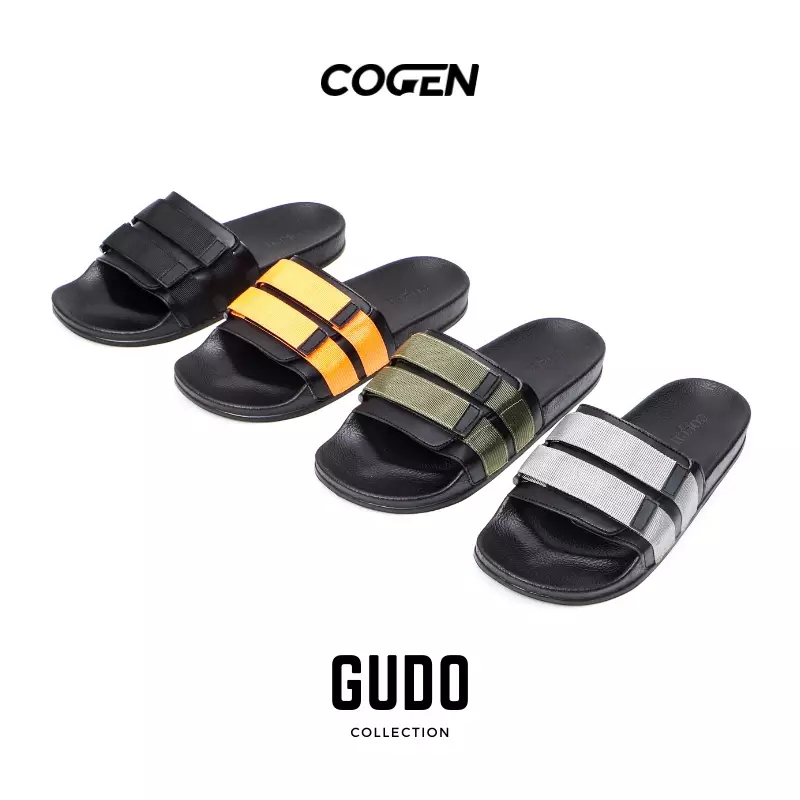 Cogen Sendal Pria Sandal Slop Slide Selop Cowo GUDO Collection - Black