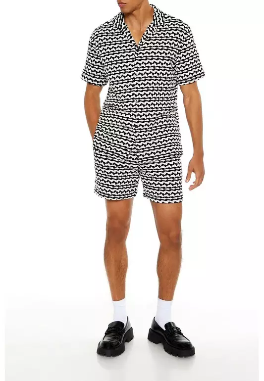 Textured Geo Drawstring Shorts