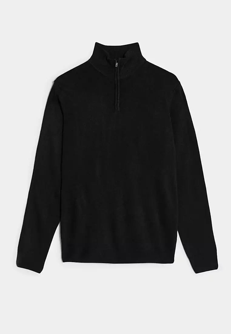 Cashmilon™ High Neck Half Zip Jumper