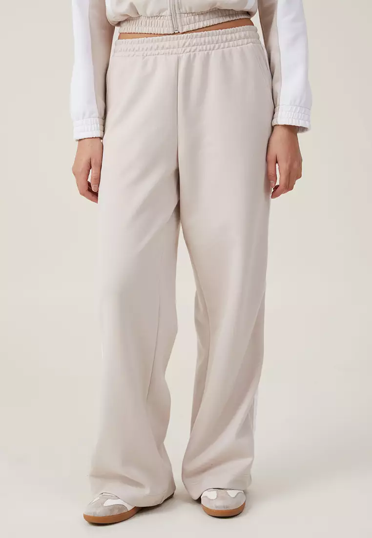 White cotton track best sale pants