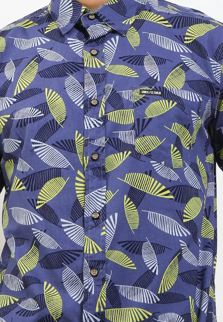 Sharks - Floral Short-Sleeves Shirt - Blue [SGF1P0174]