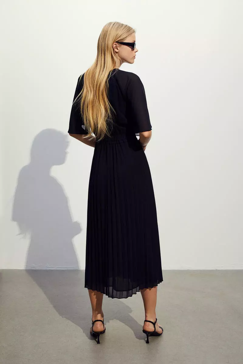 Pleated chiffon dress