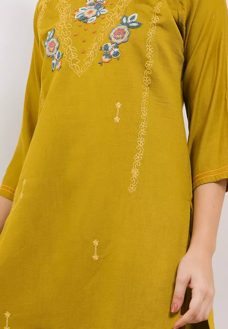 Chanira Festive Razi Tunic Set-Mustard