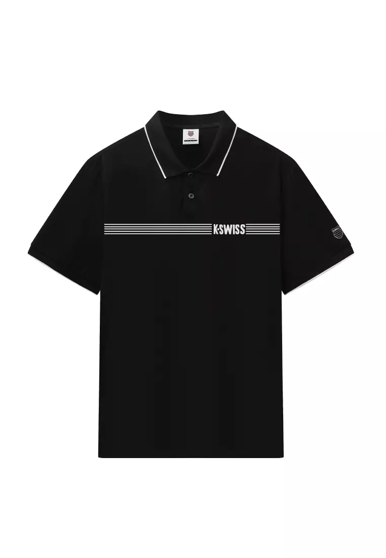 MEN'S STRIPED K-SWISS LOGO POLO SHIRT