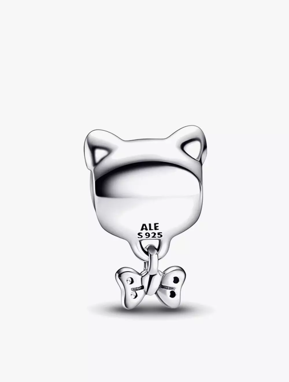 Cat sterling silver charm with clear cubic zirconia