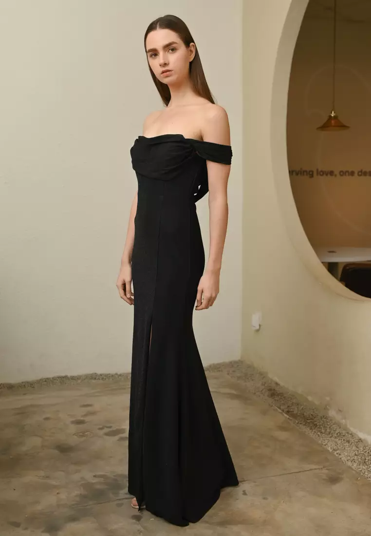 一字肩晚宴连衣裙