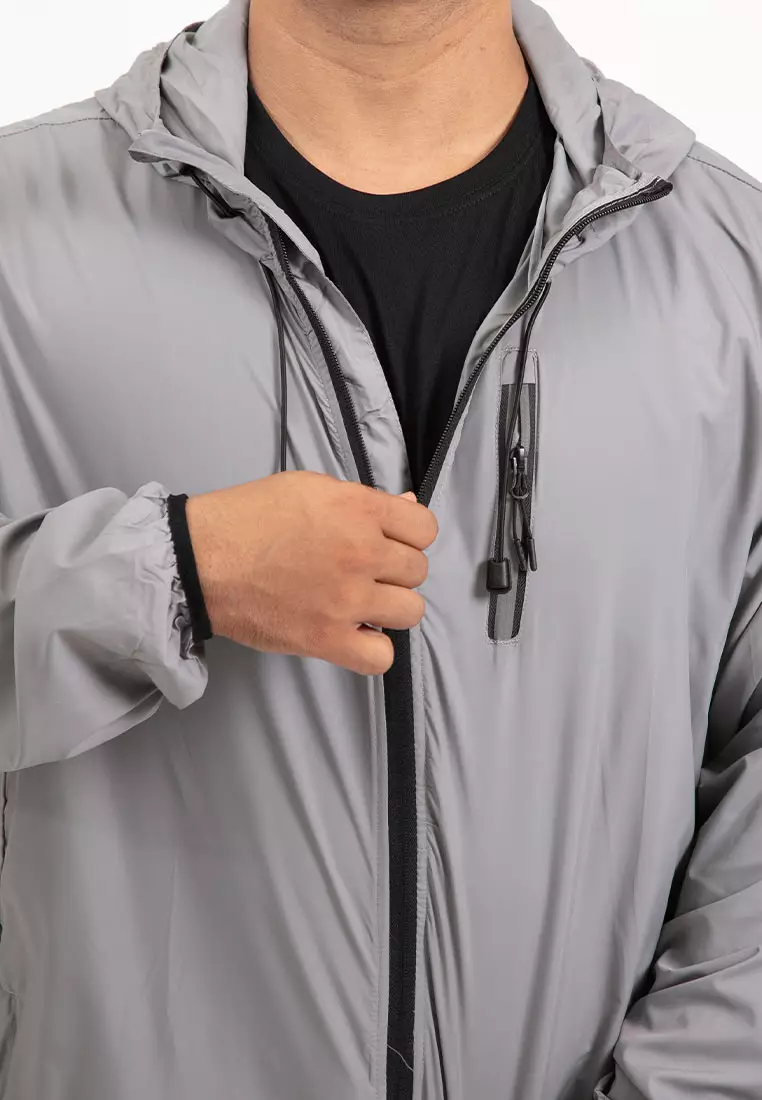 Forest Plus Size Windbreaker Water Repellent Jacket - 30389-05Grey