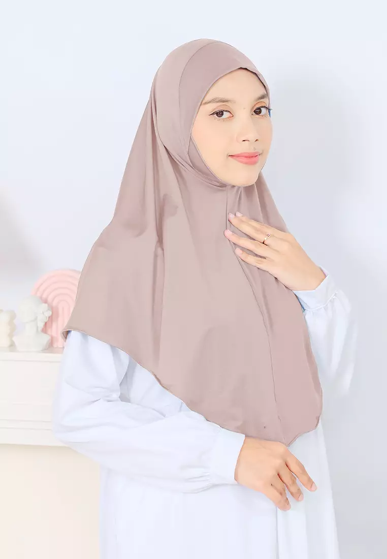 Cotton Bee - Kalea Bergo | Hijab Instan Malay | Jilbab Soft Pad Dagu - Milo Choco