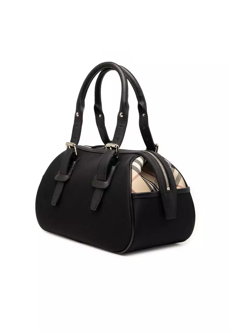 Pre-Loved Burberry Nova Check Trimmed Nylon Handbag