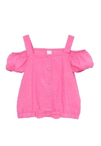 LC WAIKIKI pink Boat Collar Short Sleeve Basic Cotton Baby Girl Shirt 33915KAD93FB25GS_1