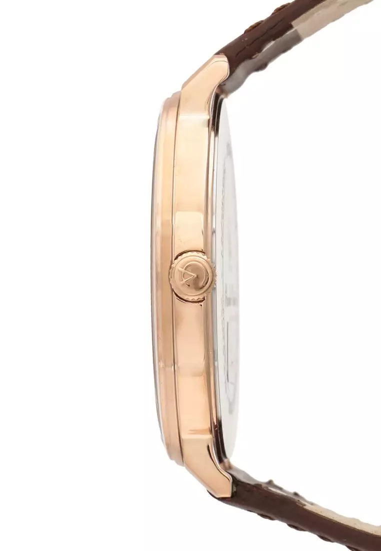 Alexandre Christie Jam Tangan Pria - Brown Rosegold - Leather Strap - 8493 MSLRGSL