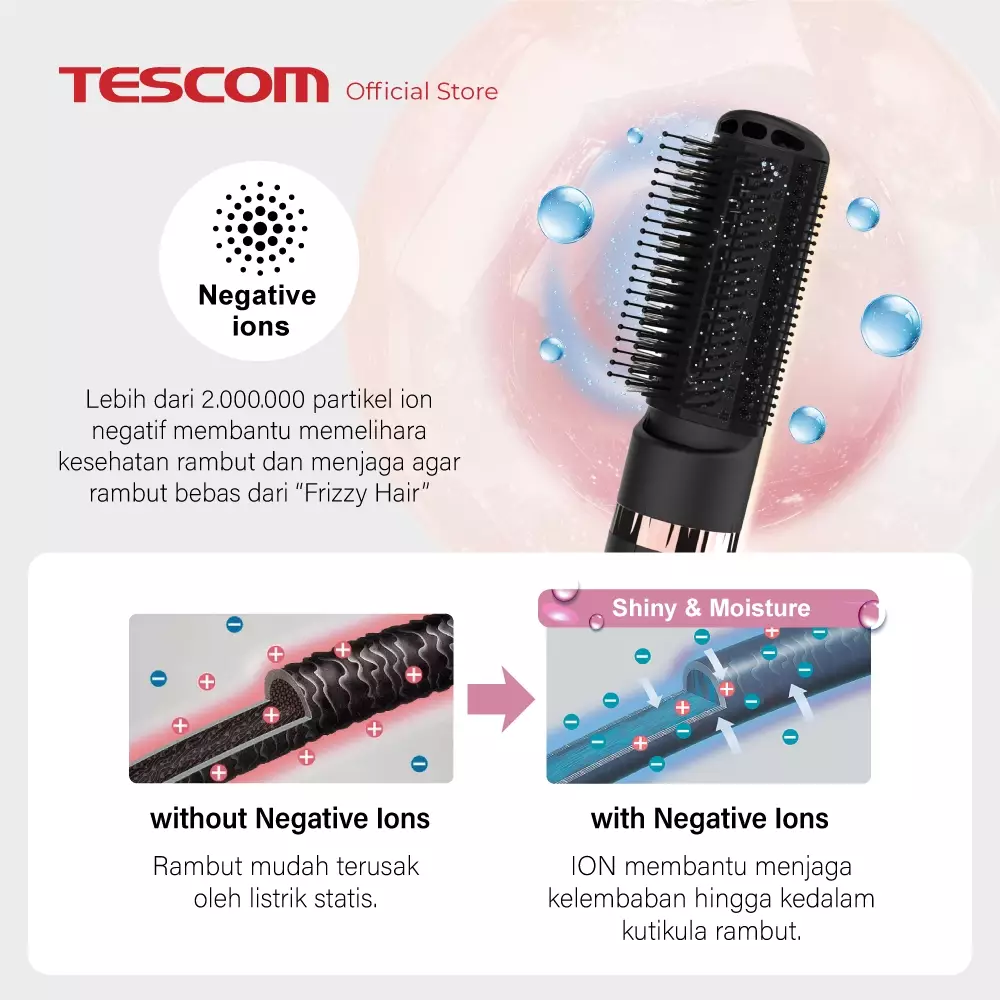 Tescom Gloss Pro 2in1 Ionic Airstyler - Hair Dryer / Sisir Angin & Pengering Rambut TC565ID