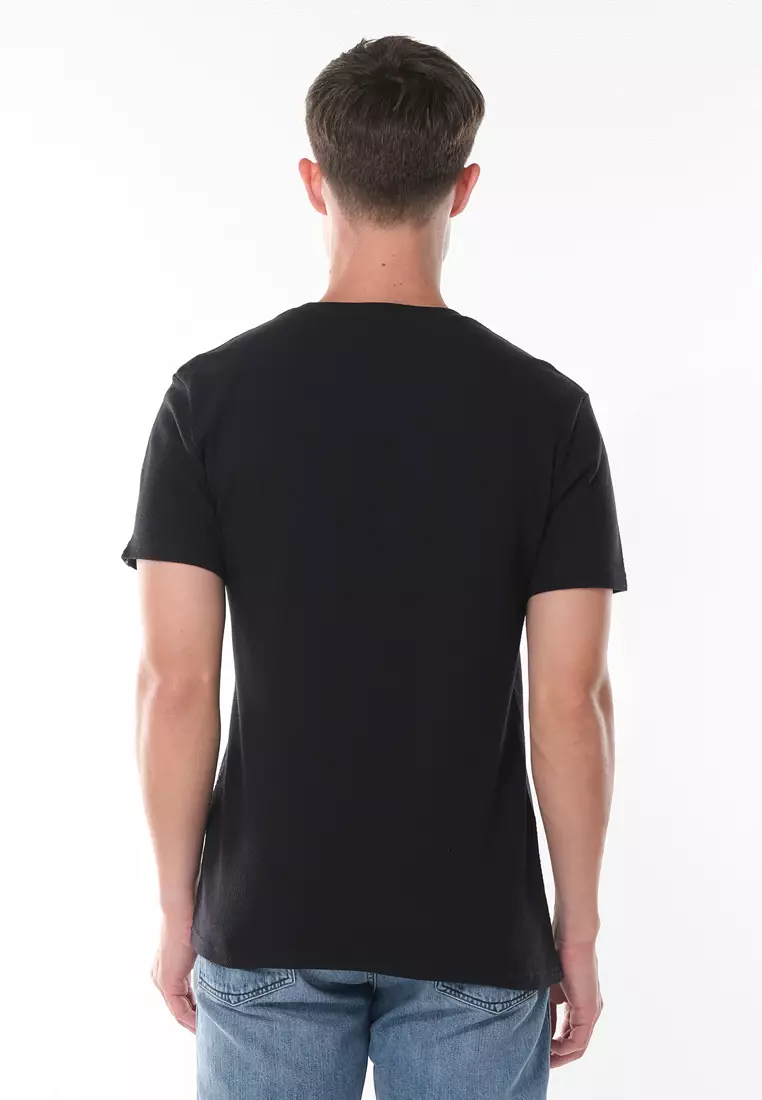 Plain Logo T-Shirt for Men in Black Color