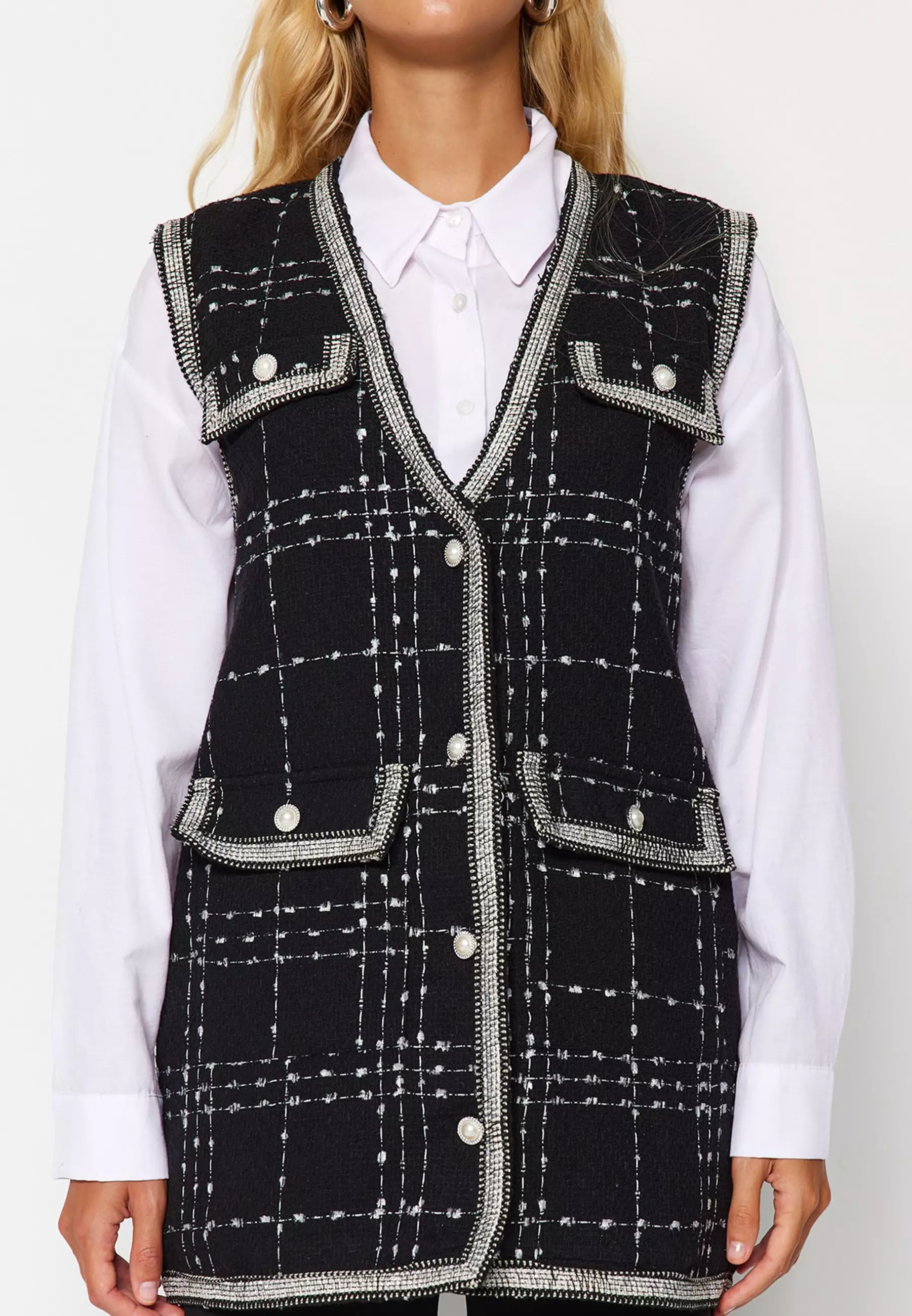 Tweed Long Vest