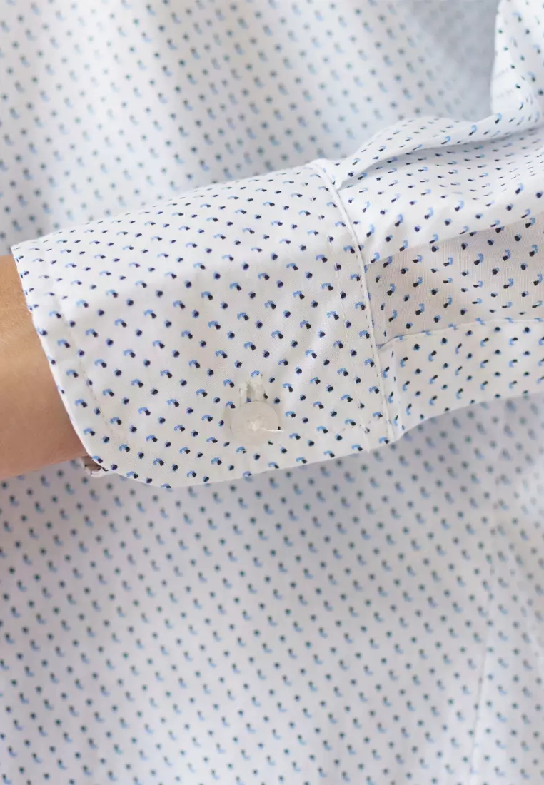 Jenna and Kaia - Athaya Top Blue Dot - Kemeja Wanita Lengan Panjang