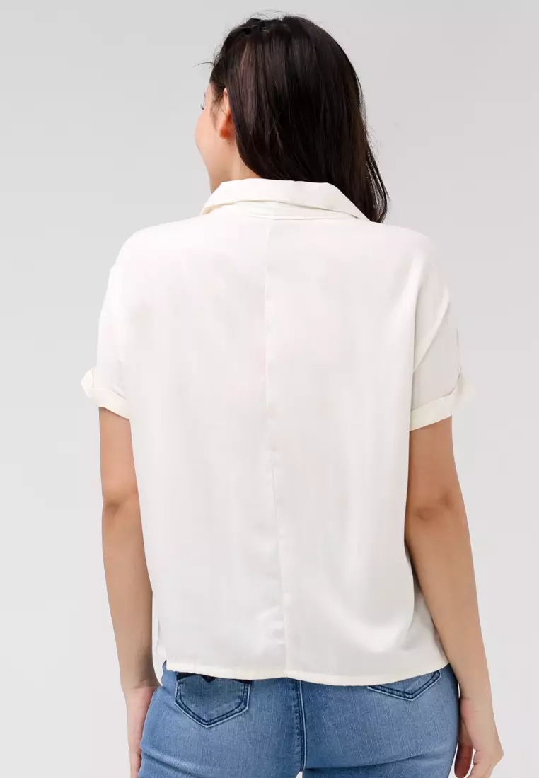Single Twill Woven Short Sleeves Blouse