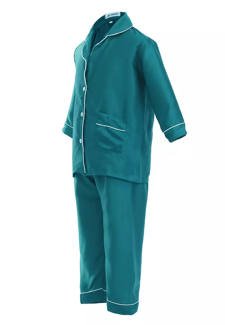 Joyce Piyama Anak Unisex Lengan Panjang Kids Pajamas Motif Polos Material Satin ORIGINAL - Tosca