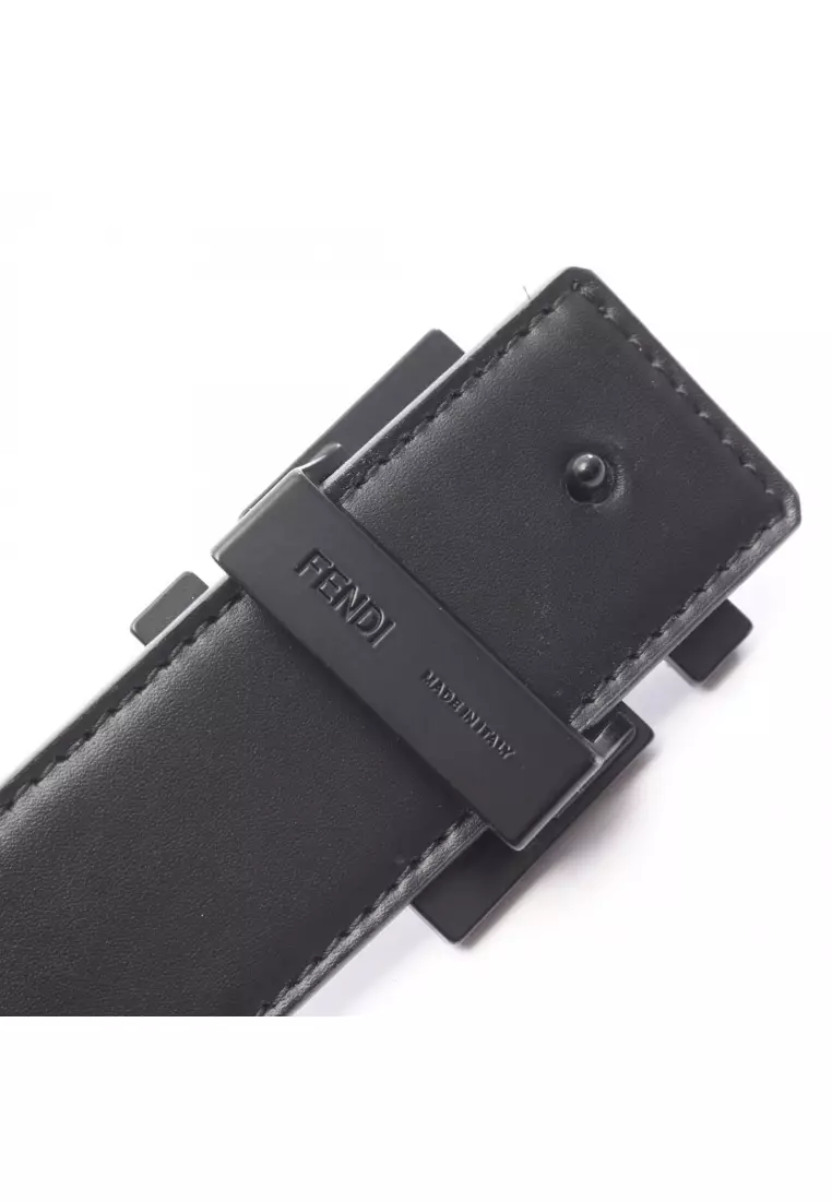 Pre-Loved Fendi FF Square reversible belt leather black
