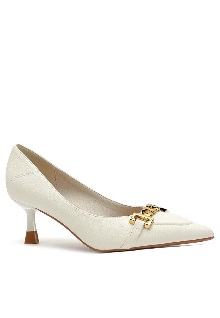 6CM Horsebit Buckle Pointy Faux Leather Pumps 2161-8