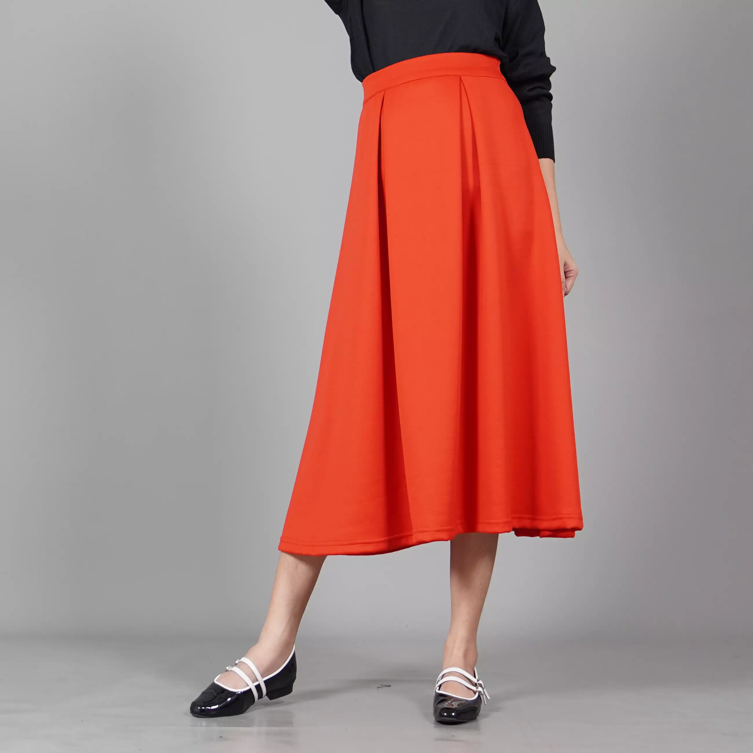  REBECA Rok Flare Rok Midi Flare Skirt - MERAH