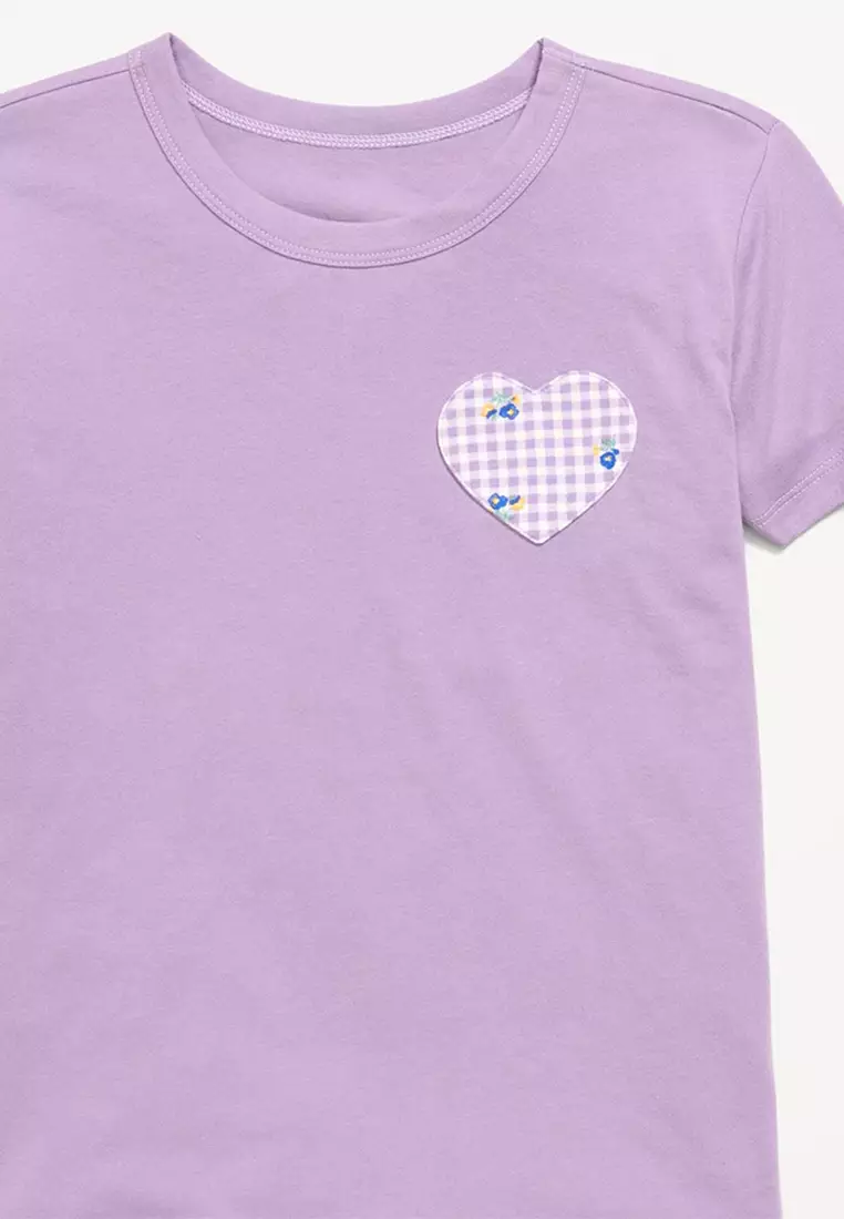 Softest Short-Sleeve Heart-Pocket T-Shirt for Girls