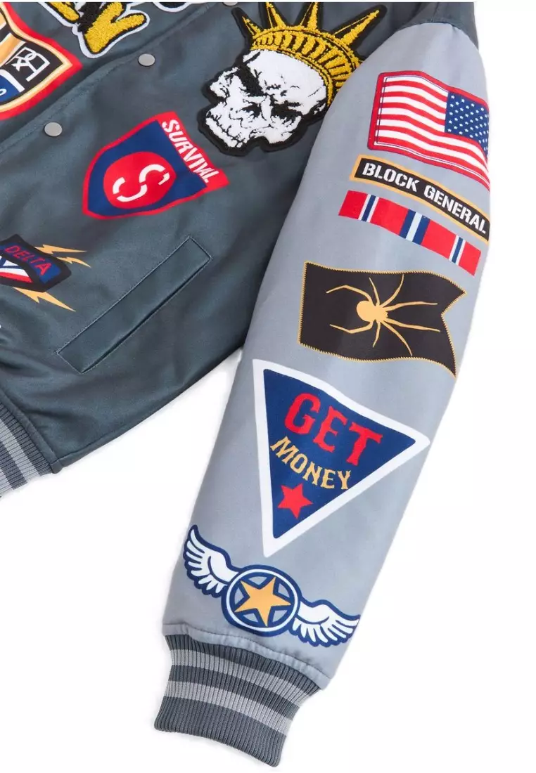 NYC Streetwear - Fearless Varsity Jacket - Grey