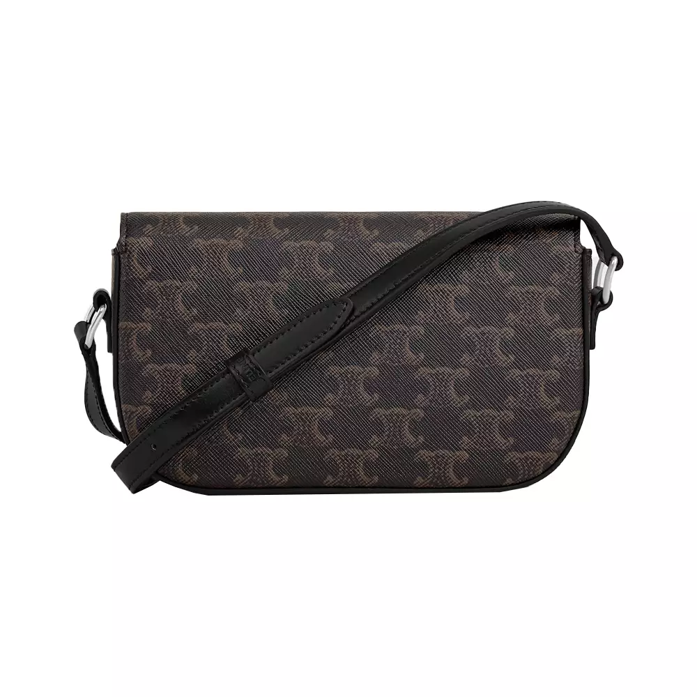 Small Crossbody Bag in Triomphe Canvas and Calfskin Black