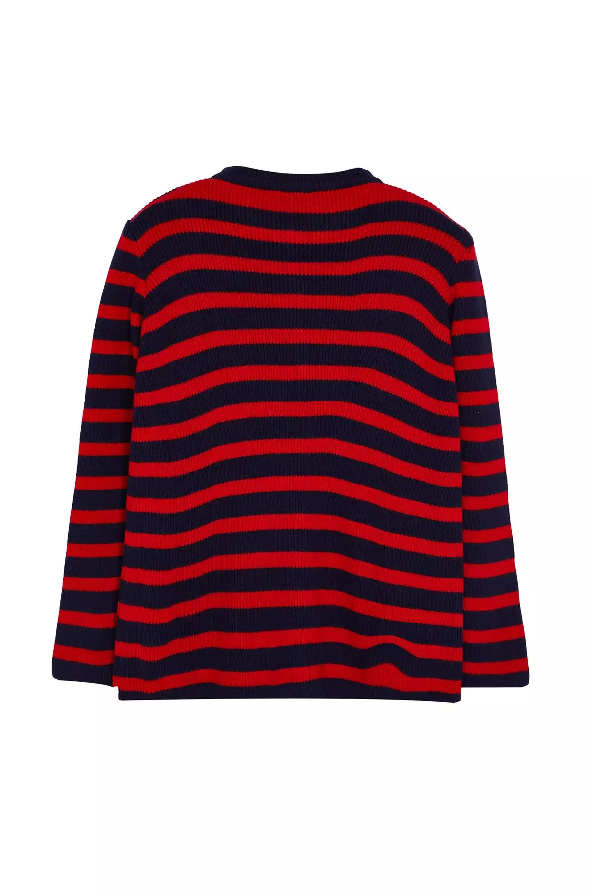 Navy Blue-Red Striped Jacket-Look Knitwear Cardigan Tbbaw24Av00011