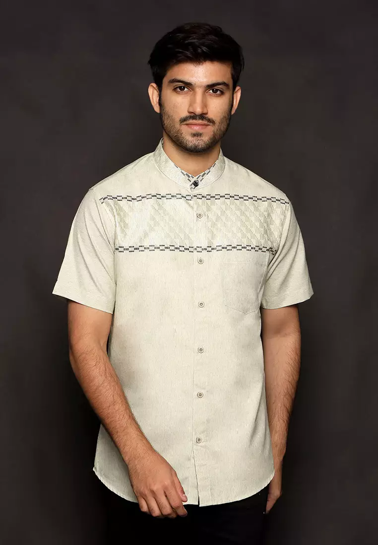 Casella Baju Koko Pria Lengan Pendek | Baju Koko Hassan Horizontal 4067 Sage