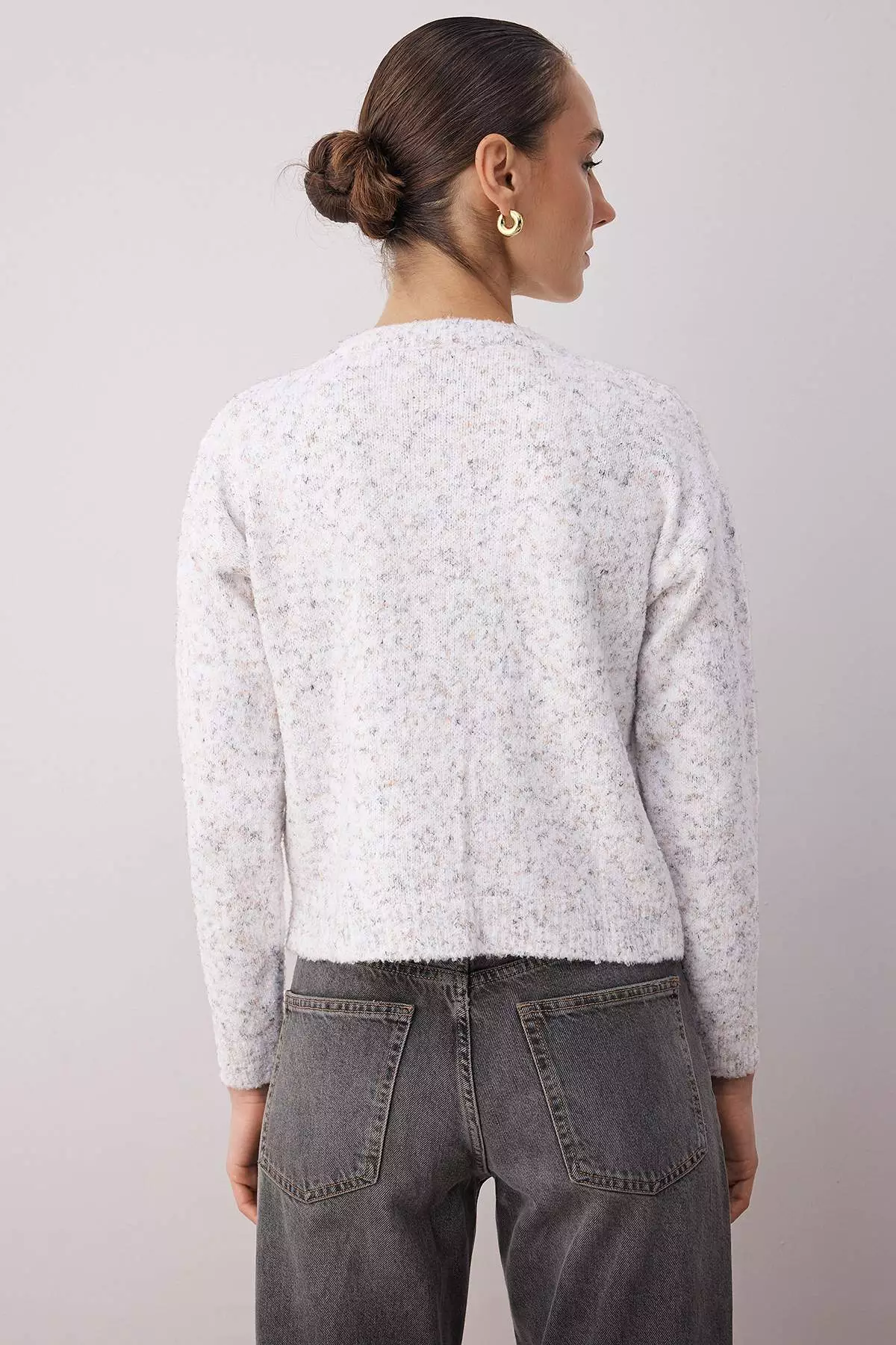 Ecru Soft Texture Knit Cardigan Twoaw26Hi00235