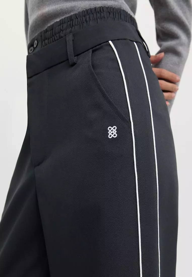 Layered Elastic-Waist Pants