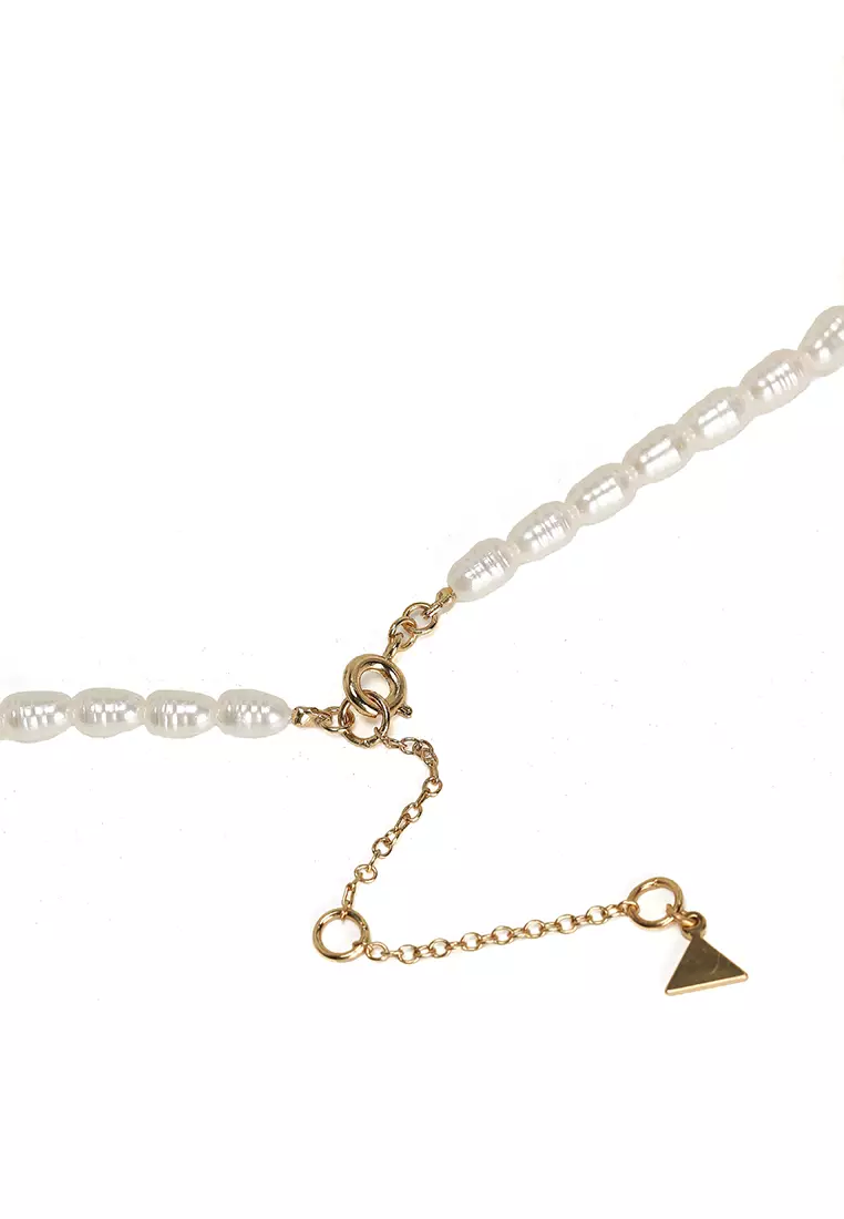 Rachelle Gold Plated Heart Pearl Necklace