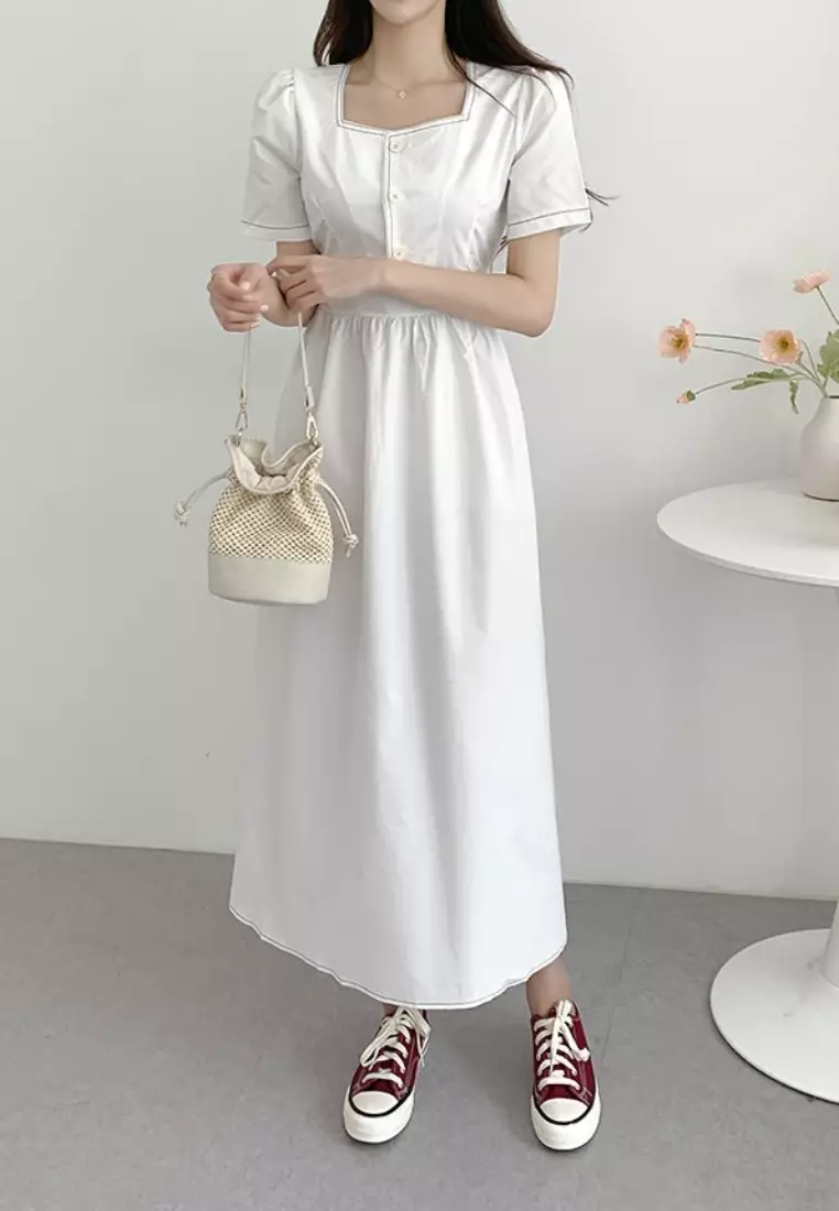 French retro square neck fashion dress CA26033036W