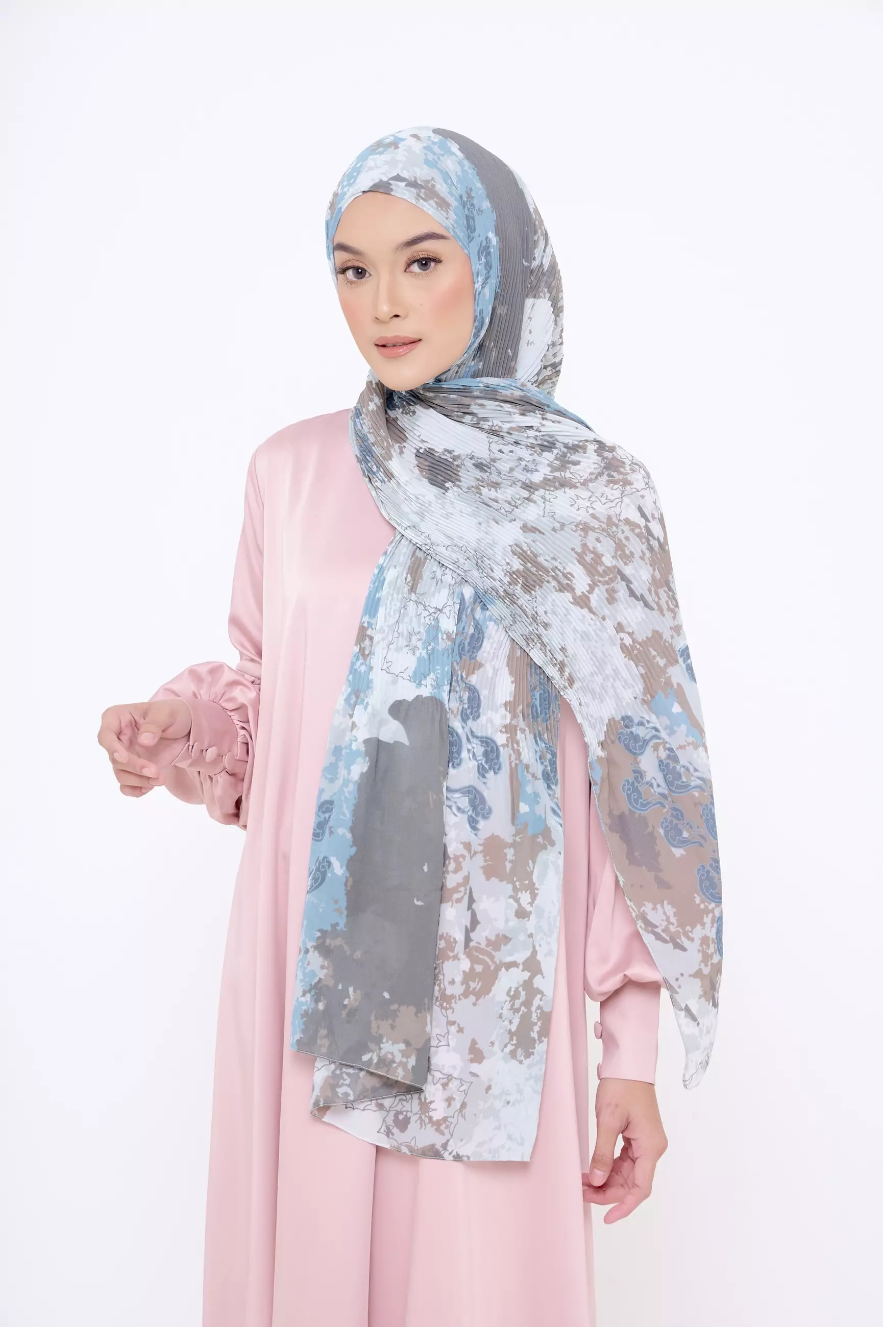 ZM Zaskia Mecca - Cyril Cyan Pashmina Instant Plisket - Jelita Indonesia - Edisi Lamun Ombak