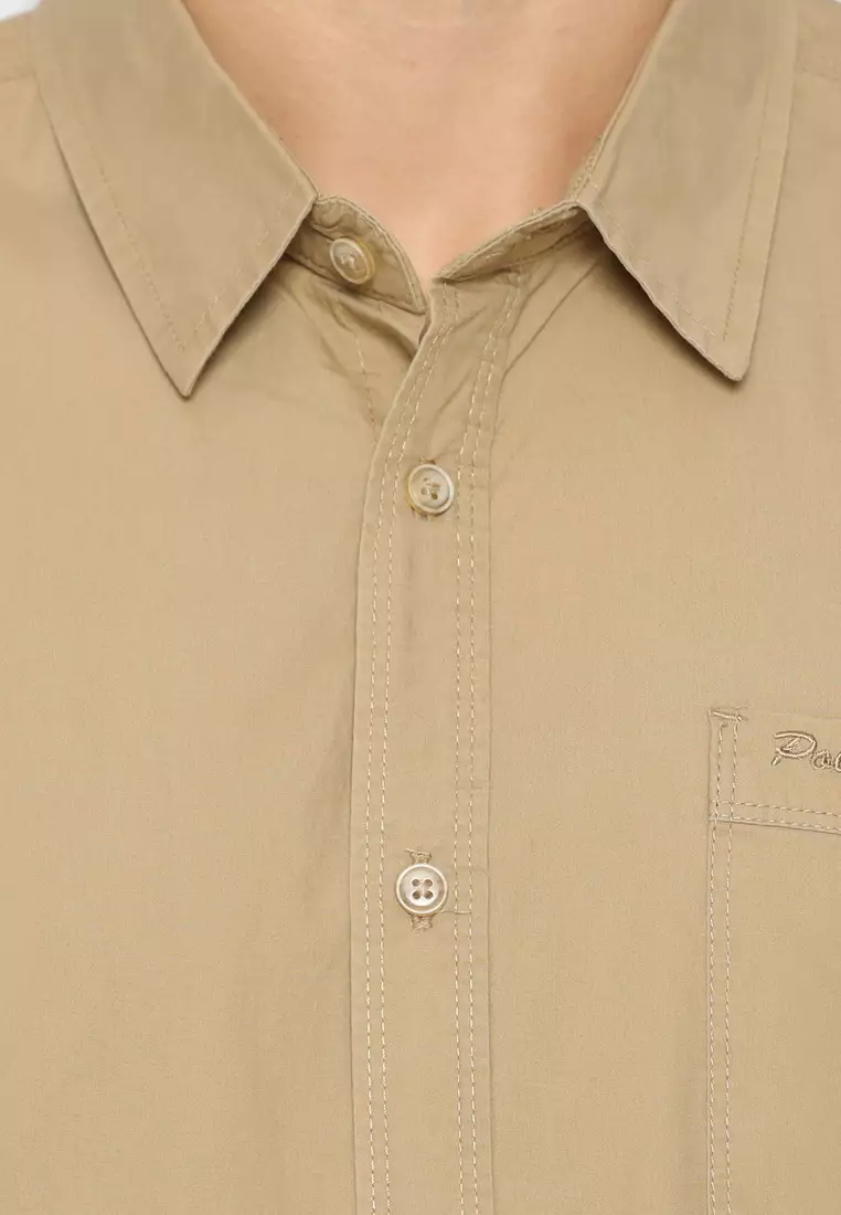 POLICE Kemeja Polos Cotton Espresso Regular Fit Pria