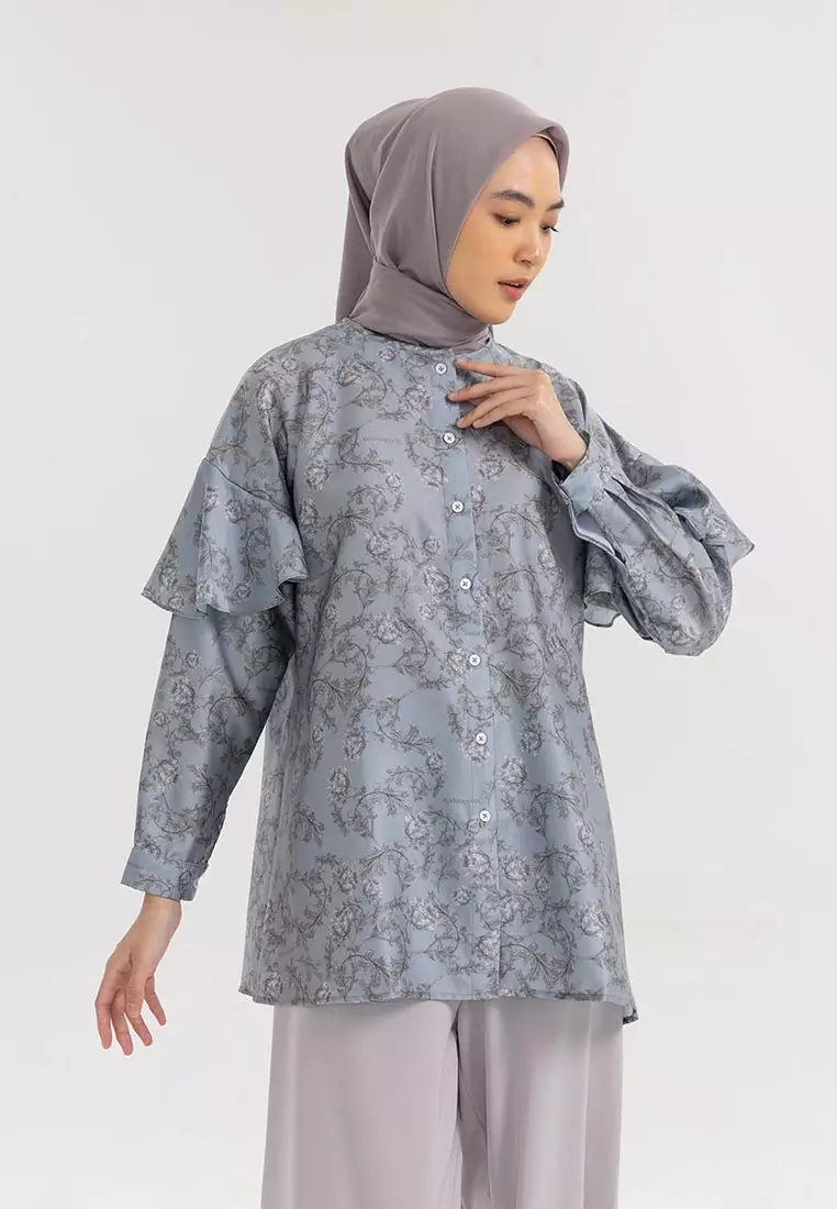 Ria Miranda Greyish Blue Omira Top
