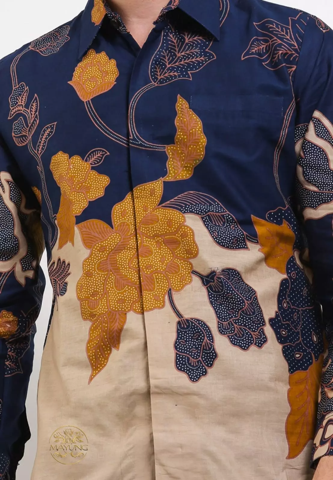 Mandevilla Navy Kemeja Batik Pria Premium Slimfit Modern Lengan Panjang