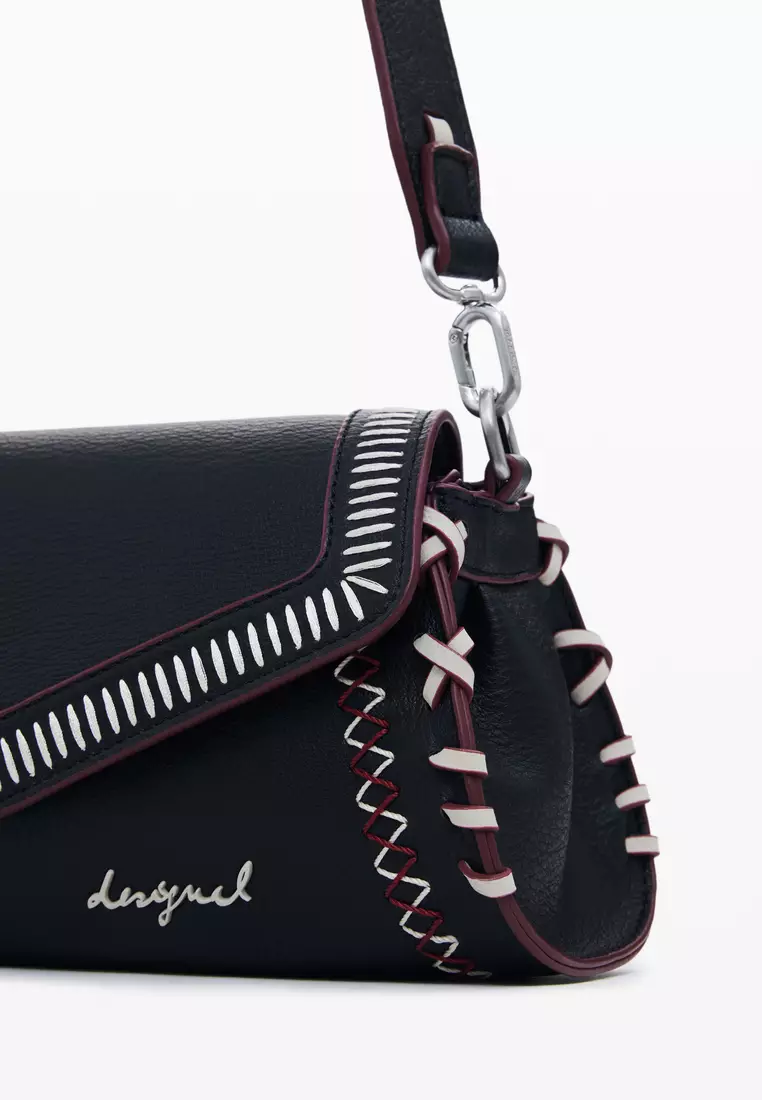 Medium faux leather effect bag with stitching