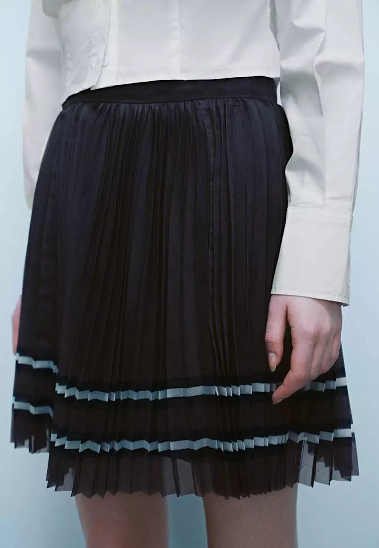 Pleated Mini A-Line Skirt