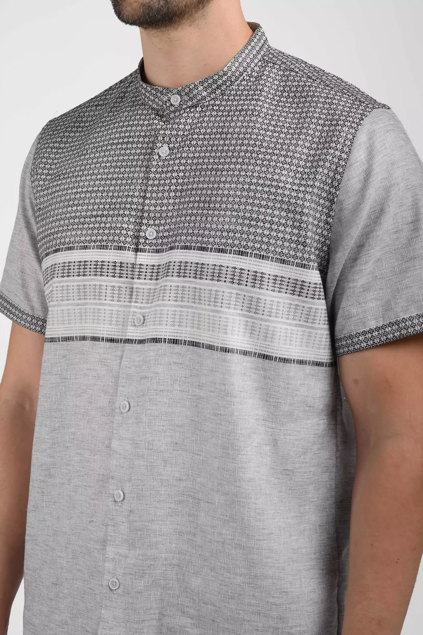 MOC Kemeja Koko Lengan Pendek Pria LUTHO-GREY