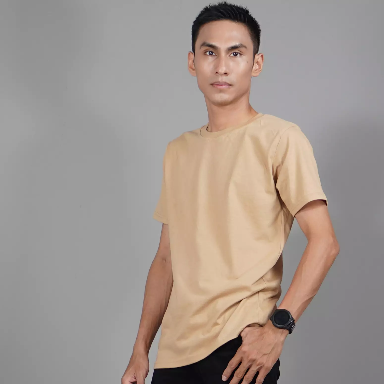  Kaos Polos Lengan Pendek Pria TShirt Cotton - Latte