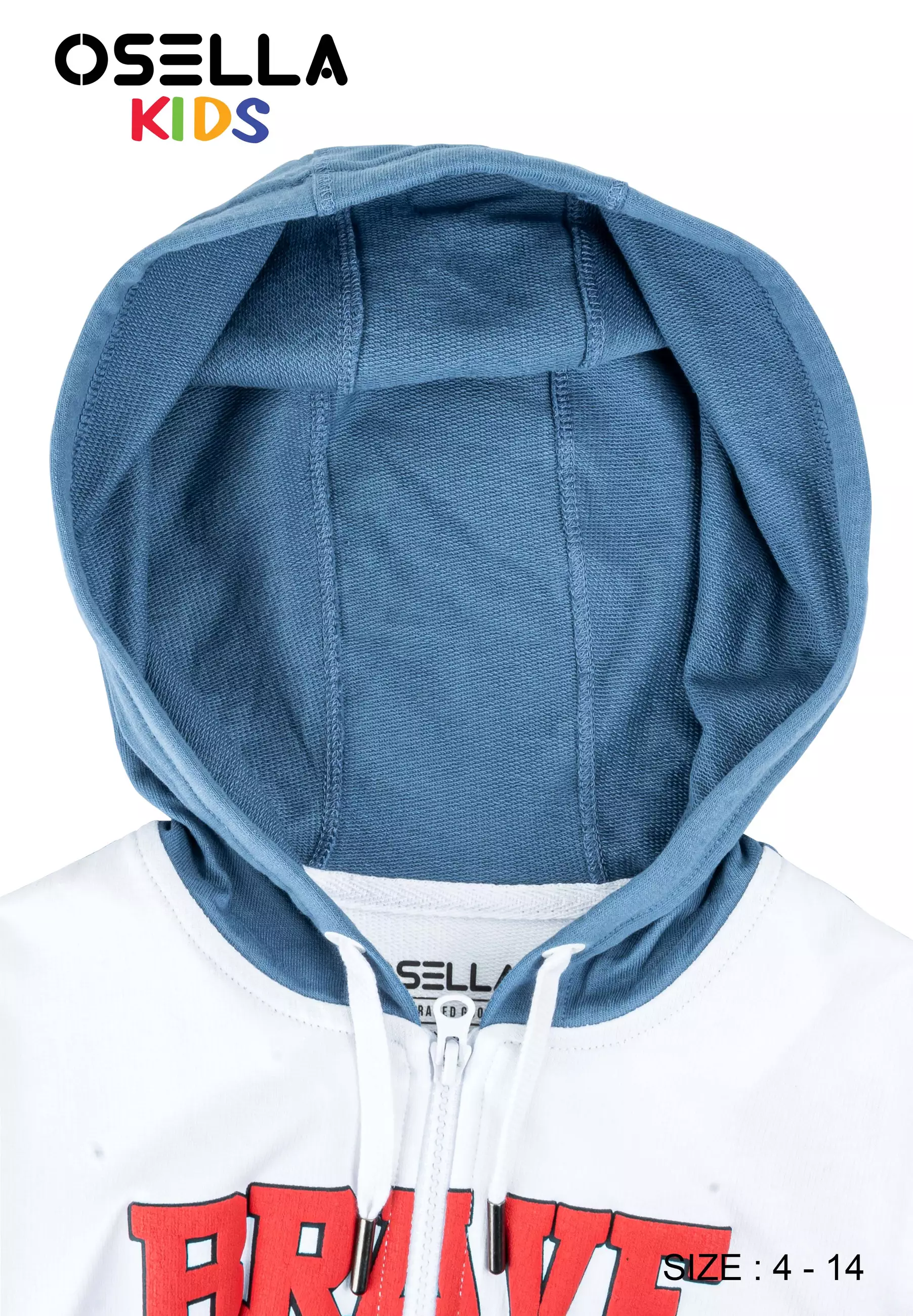 [NEW] Osella Kids Brave Knit Hoodie Jacket Combination In Seaport And White 2262400161 | Jaket Anak Laki-Laki