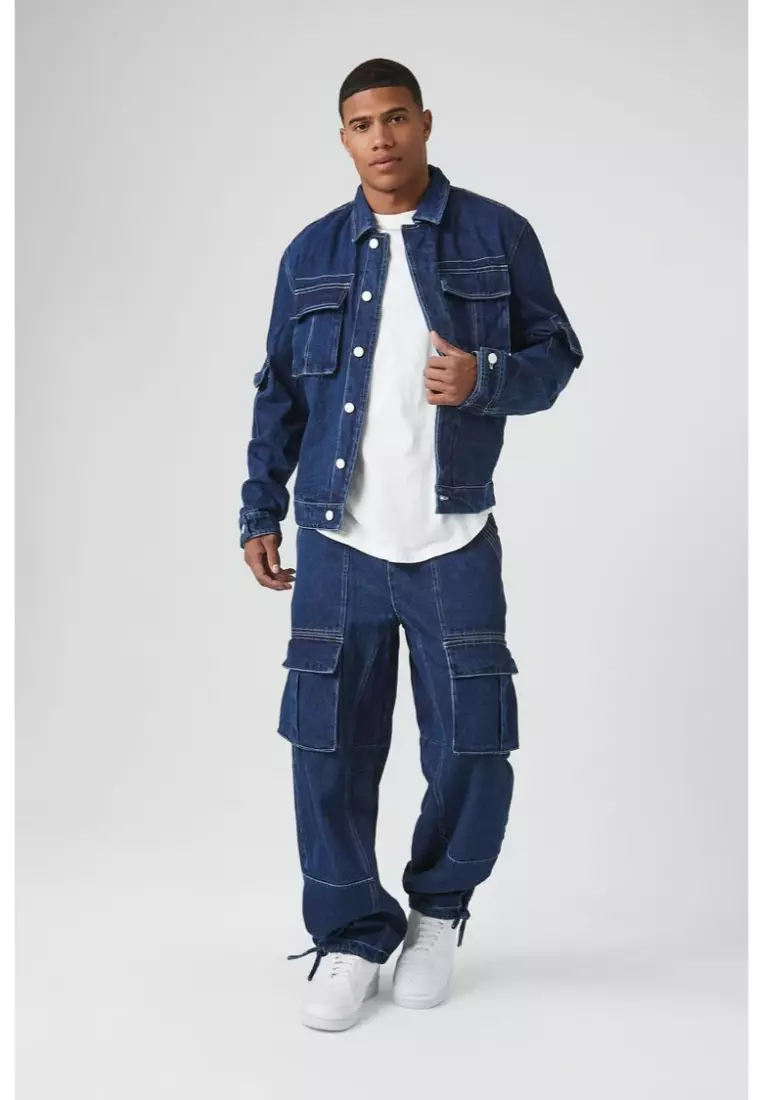 Buy FOREVER 21 Denim Cargo Trucker Jacket 2024 Online ZALORA