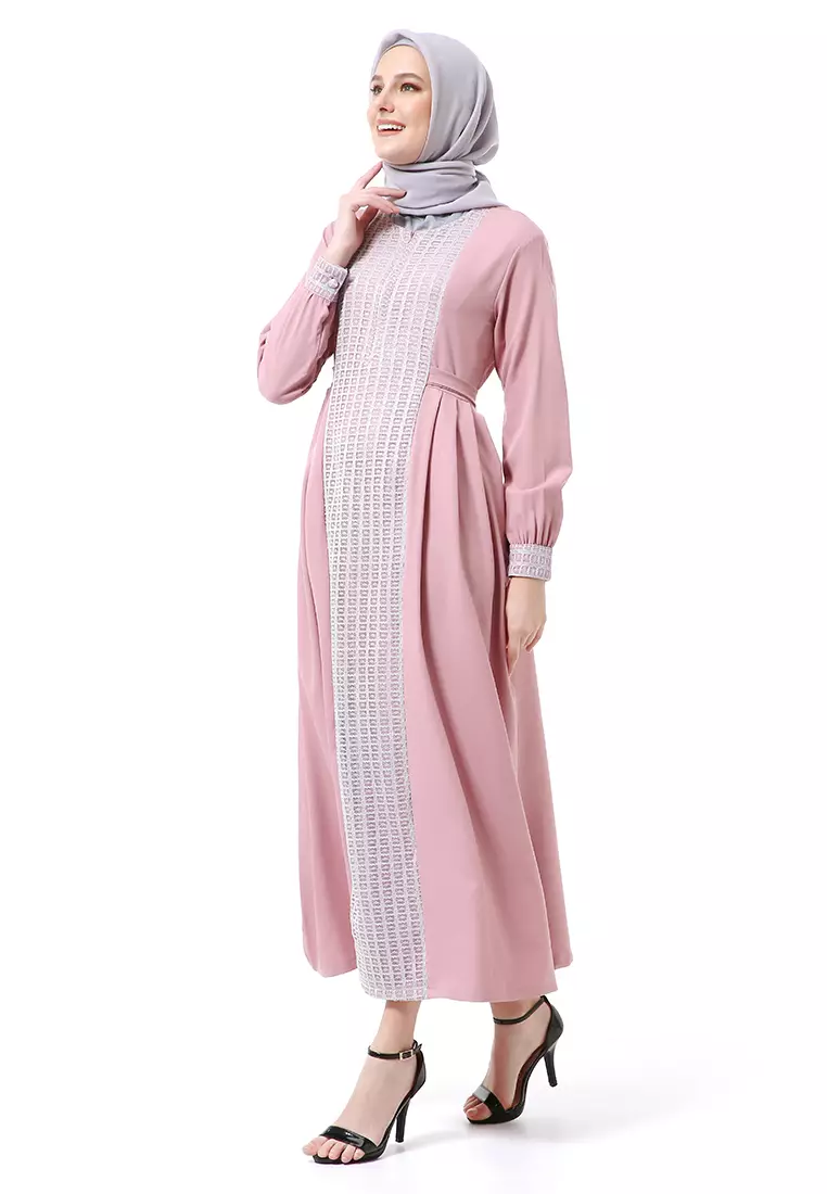 Dewi Dress Pakaian Muslimah Long Sleeve High Quality Premium - NewPink