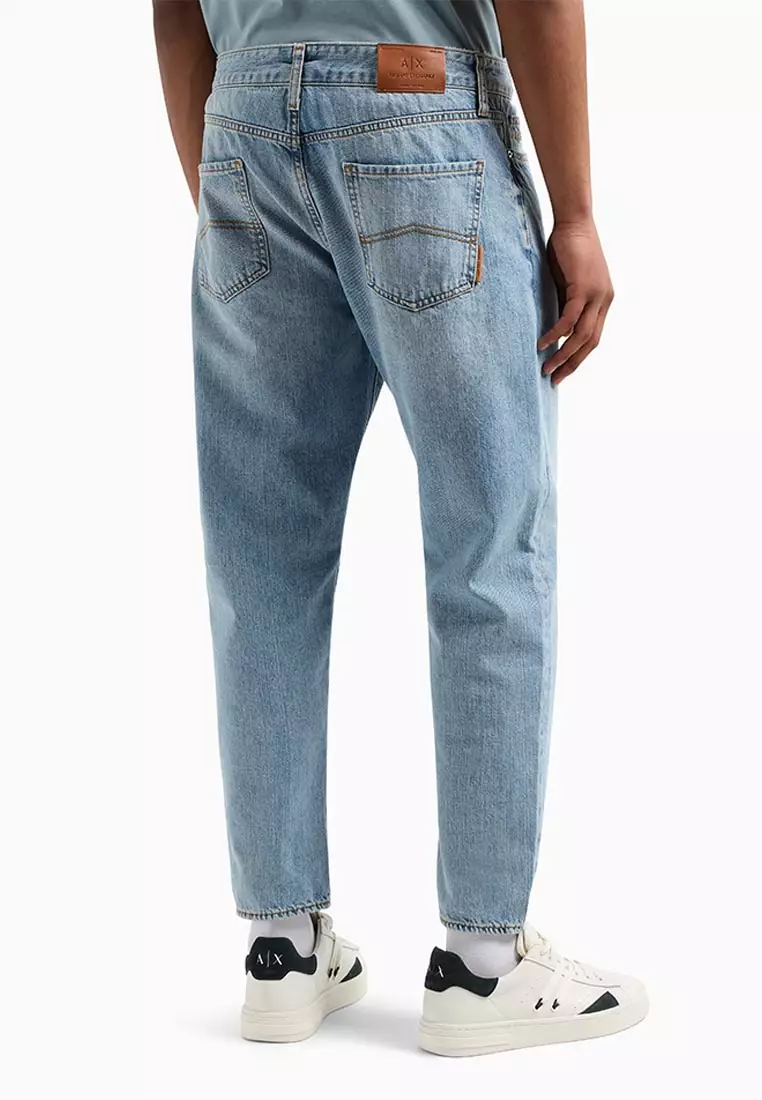 J71 Carrot Fit Jeans In Stone Washed Cotton Denim