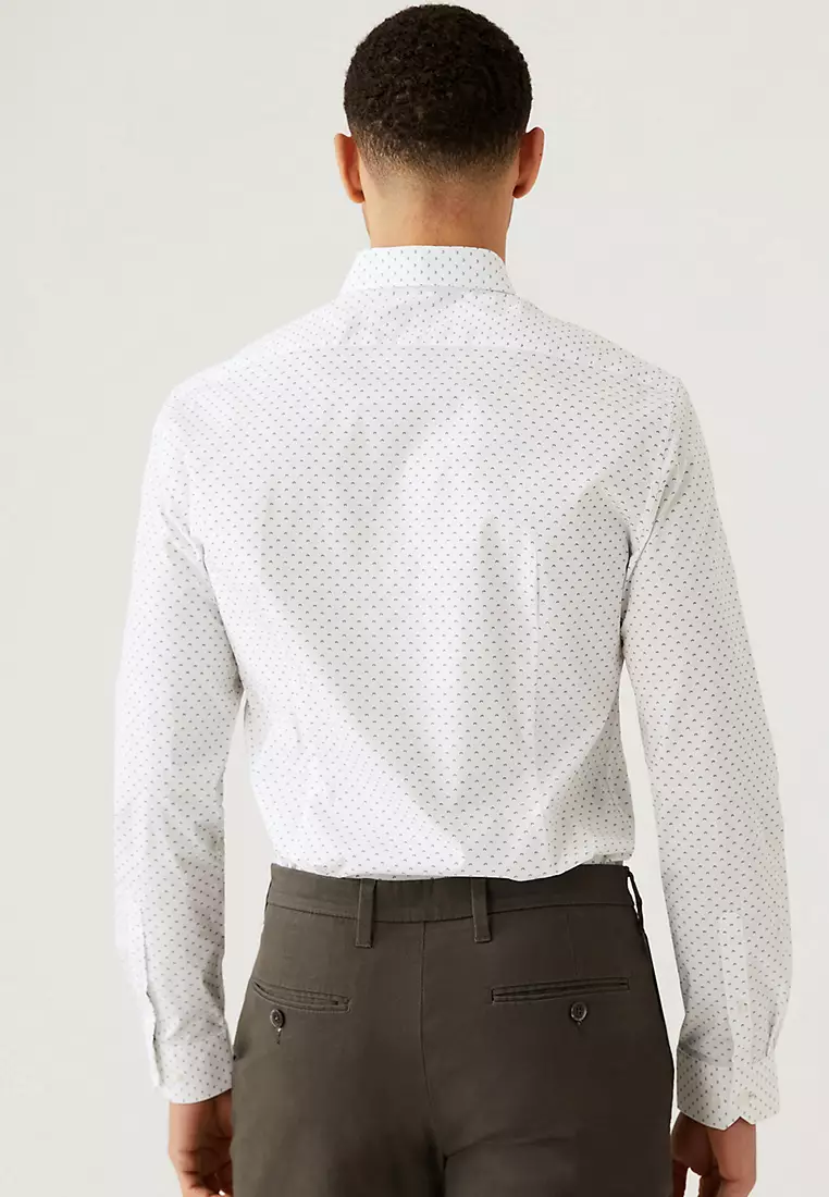 Slim Fit Cotton Rich Sun Ray Print Shirt