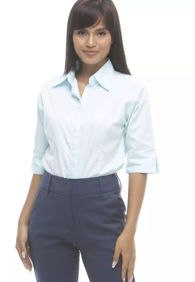 Divina Pinstripe 3/4 Sleeve Office Blouse