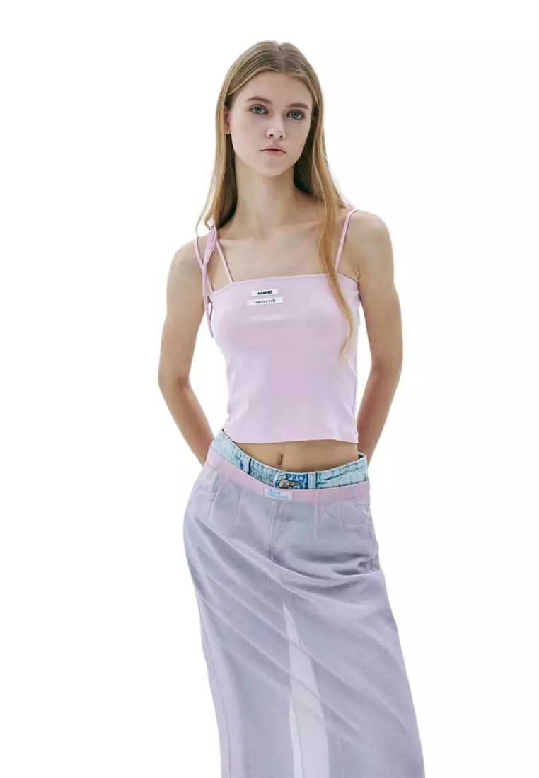 Sleeveless Double Label ribbon Detail - Pink