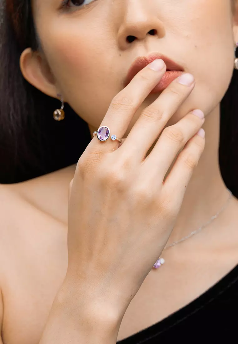 Glow Amethyst Open Ring